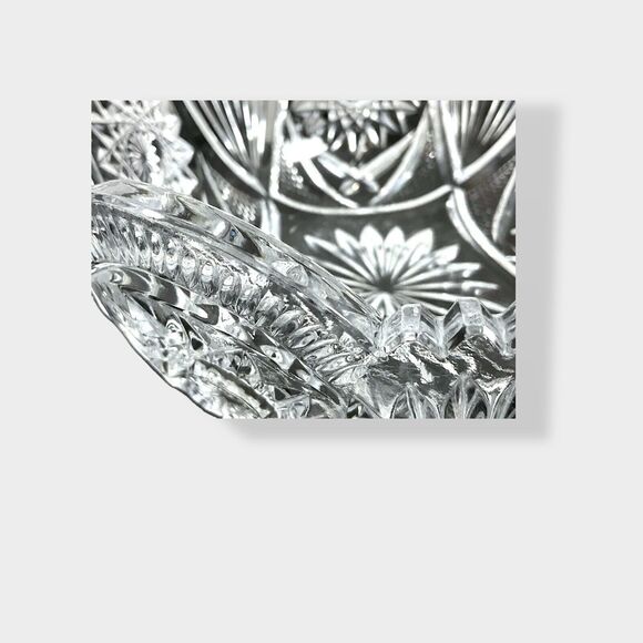 Vntg Unmarked Hobstar & Fan 8” Cut Glass Crystal Bowl ABP Collectable Brilliant - Picture 15 of 16